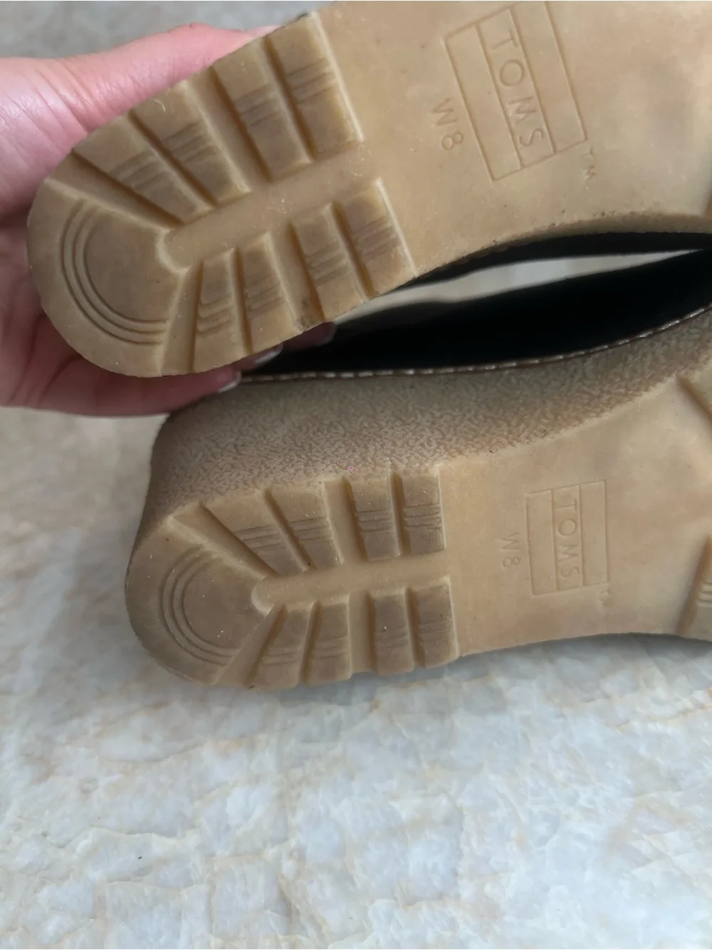 Toms Black Suede Wedge‎ Ankle Booties with Tan Wedge Size W8